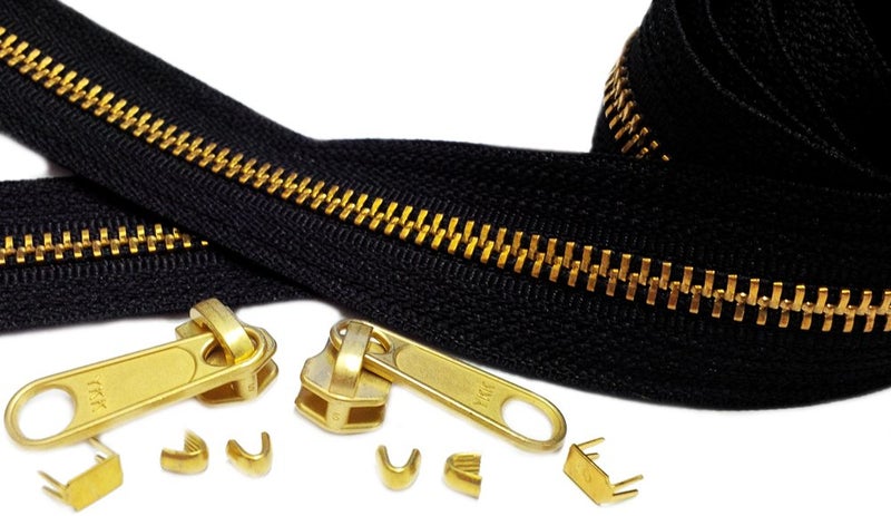 YKK® 10 Yards Brass Chain Zipper Replacement Black - YKK #5 with 10 Fancy Long Pull Sliders 30 Top Stops 30 Bottom Stops to Create Your Own Stunning Zippers - 100% Made in USA (10 Yards) - Image 4