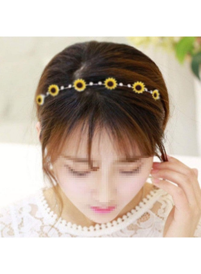 Teensery 2 Pcs Sunflower Headband Metal Flower Rhinestone Hair Band Hair Hoop Hair Accessories For Women And Girls - Image 3