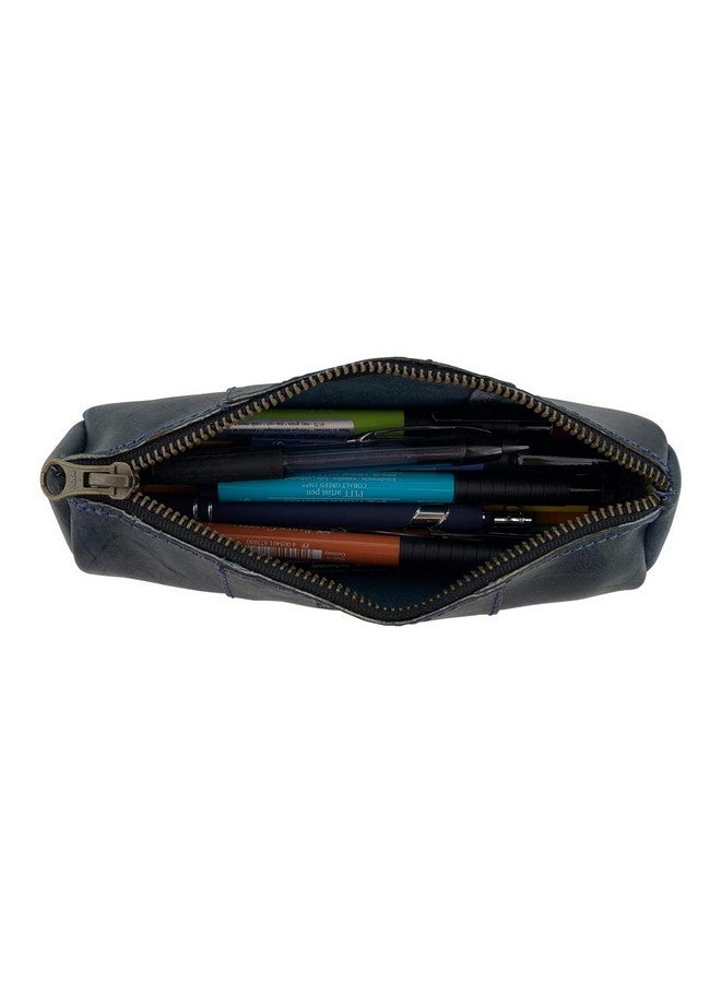 Hide & Drink Rustic Cylinder Case For Keys Office Supplies Change Personal Items Cables & Dongles Classic Bag Full Grain Leather Handmade Slate Blue - Image 4
