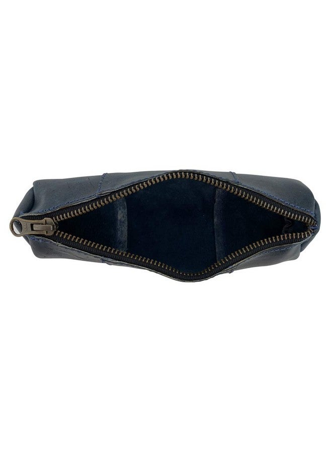 Hide & Drink Rustic Cylinder Case For Keys Office Supplies Change Personal Items Cables & Dongles Classic Bag Full Grain Leather Handmade Slate Blue - Image 3