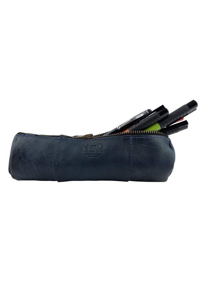 Hide & Drink Rustic Cylinder Case For Keys Office Supplies Change Personal Items Cables & Dongles Classic Bag Full Grain Leather Handmade Slate Blue - Image 5