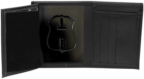 Perfect Fit Shield Wallets Detroit Police Recessed Badge Wallet Cutout 187 26 inches tall Black One Size - Image 1