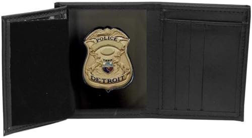 Perfect Fit Shield Wallets Detroit Police Recessed Badge Wallet Cutout 187 26 inches tall Black One Size - Image 3