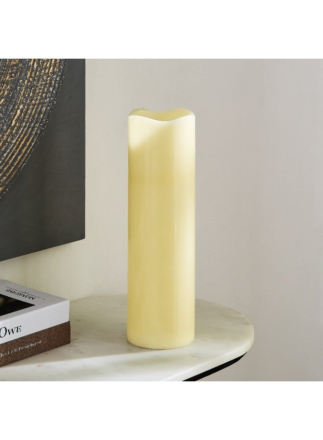 Home Box Luna LED Flameless Ivory Wax Candle with Vanilla Scent and Flickering - 12x40 cm - Image 2