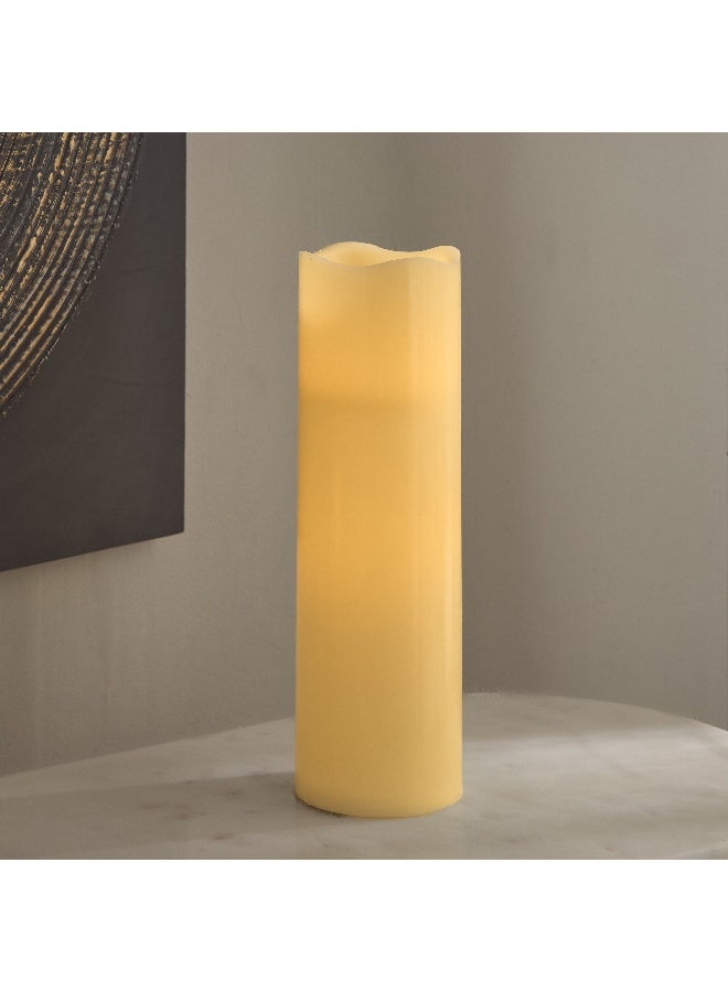 Home Box Luna LED Flameless Ivory Wax Candle with Vanilla Scent and Flickering - 12x40 cm - Image 1