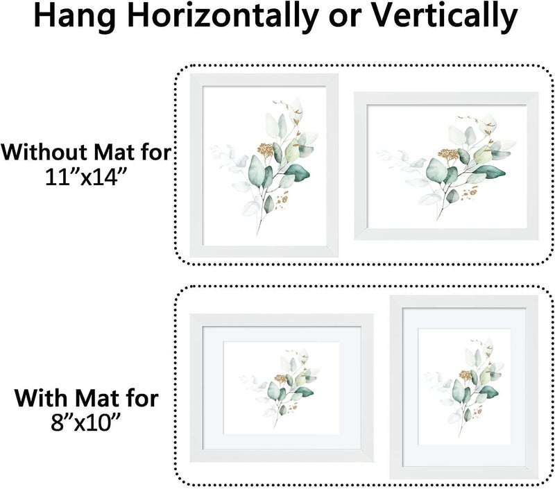 CORE ART 11x14 White Picture Frame Set of 4,Display Pictures 8x10 with Mat or 11 x 14 without Mat,Multi Photo Frames Collage for Wall or Tabletop Display - Image 4