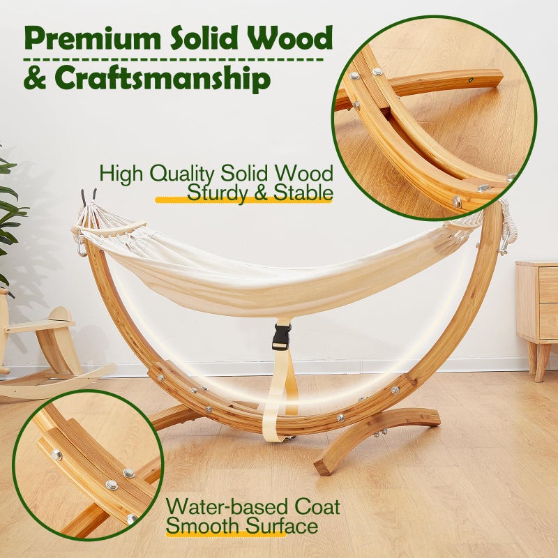 FUNLIO Wooden Hammock with Stand for Kids 3-5 Years (Height < 3.9ft/120cm), Premium Solid Wood Kids Hammock Chair Stand, Stable Structure, Wider & Longer Children Hammock, 220lbs Capacity - Image 3