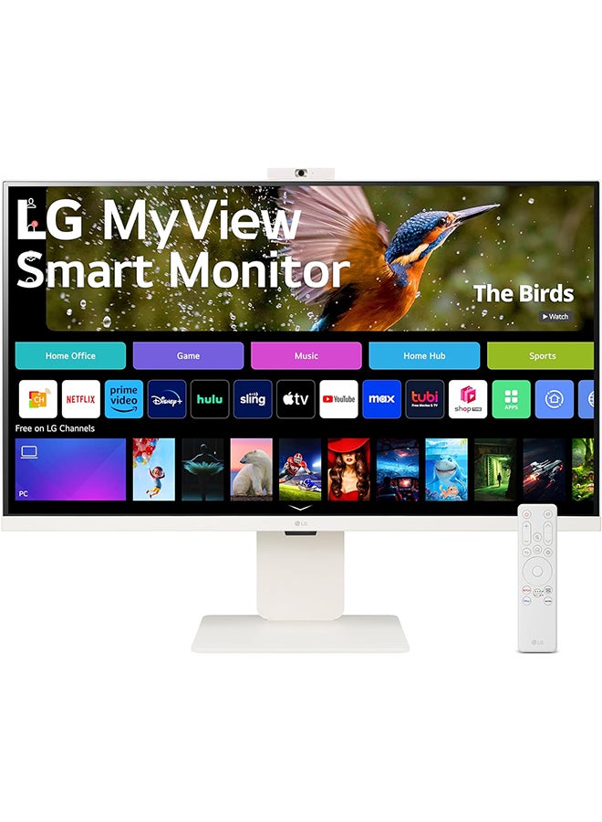 32 inch MyView 4K UHD, IPS Display, webOS Smart Monitor, ThinQ Home, USB Type-C 90W PD, Built-in FHD Webcam & Speaker, HDR 10, AirPlay 2, Screen Share, Bluetooth, 32SR85U-W White