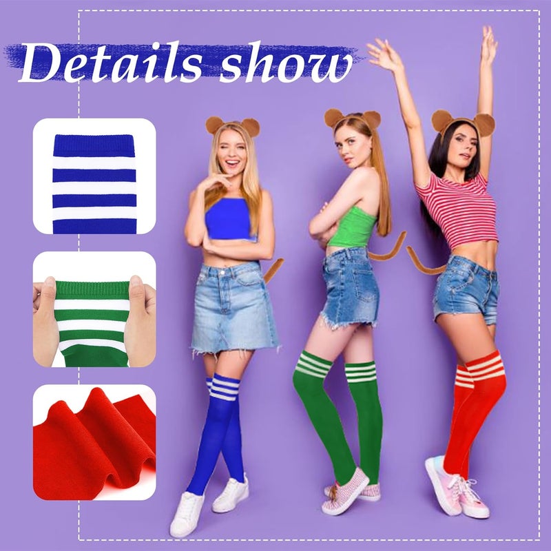 Zando Womens Stripes Thigh High Socks Thigh Highs Casual Knee High Stockings - Image 2