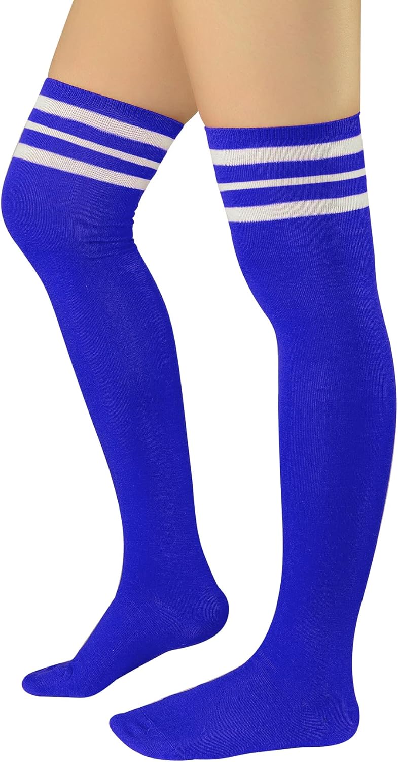 Zando Womens Stripes Thigh High Socks Thigh Highs Casual Knee High Stockings - Image 1