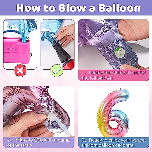 FI - FLICK IN 1 Pc Big Size Number 6 Foil Balloon 32 Inch Large Rainbow Foil Balloon Gradient 0 to 9 Number for Decoration 6th Birthday Anniversary Items (Pack of 1, Rainbow) - Image 3