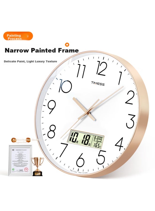 Timess Living Room Wall Clock Household Wall Clock Calendar Temperature Model Non-Perforated Wall-Mounted Quartz Clock 30Cm - Image 3