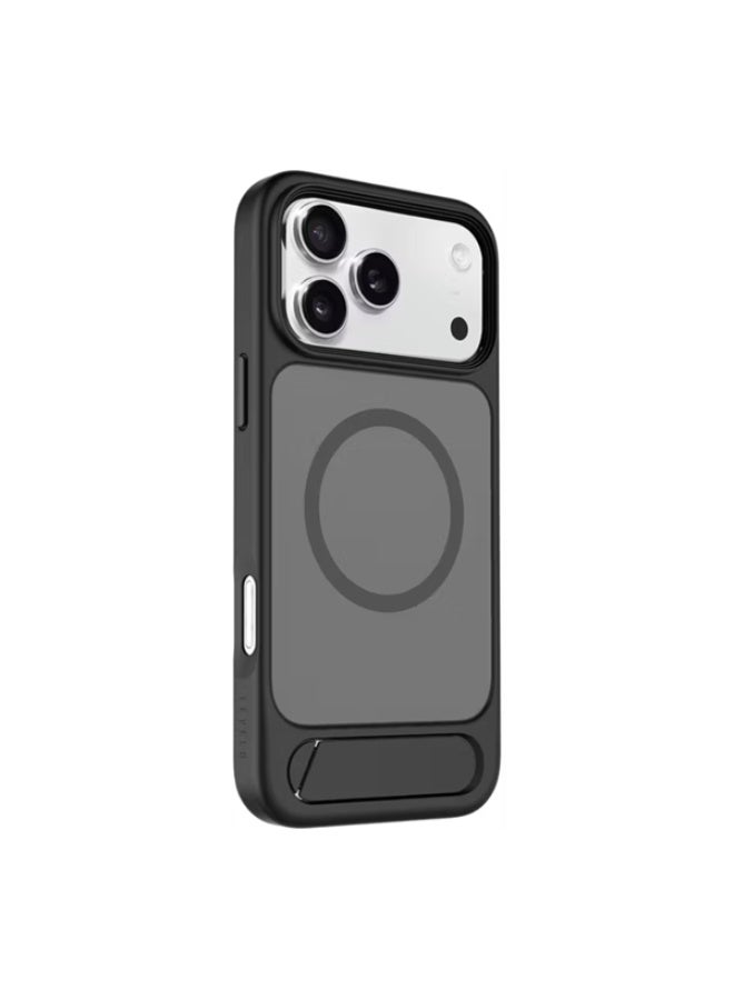 ليفيلو جراب ليفيلو ماتيو مع حامل لهاتف ايفون 17 برو - أسود