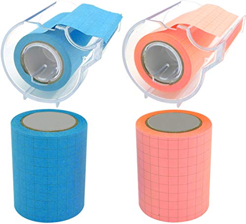 4A Full Adhesive Sticky Notes, Sticky Rolls with Dispenser and 2 Refill Rolls, Neon Blue and Pink, Grid Lines, 2 x 315 Inches, Colorful Graph Sticky Notes for Notebook, Office, Home - Image 1