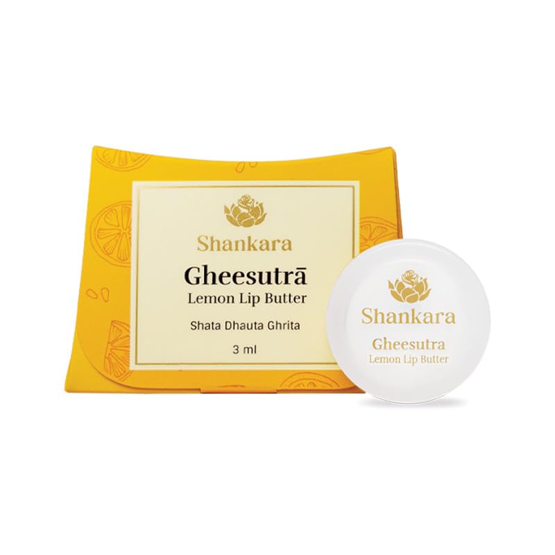 Shankara Gheesutrā Lemon Lip Butter, Ayurvedic Lip Balm for Soothing Dry, Inflamed, and Chapped Lips - Nourishment, Moisturizing, and Hydration up to 12 Hours - (Pack of 1) - 3ml - Image 1