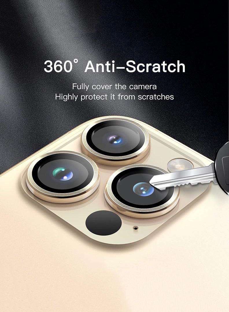 Theodor Camera Lens Protectors for 15 Pro Max/15 Pro/14 Pro Max/14 Pro, Armorite Individual Lens Protectors, Scratch-Resistant Ultra-thin Tempered Glass with Aluminum Edging, (Gold) - Image 4