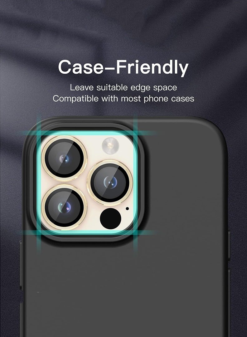 Theodor Camera Lens Protectors for 15 Pro Max/15 Pro/14 Pro Max/14 Pro, Armorite Individual Lens Protectors, Scratch-Resistant Ultra-thin Tempered Glass with Aluminum Edging, (Gold) - Image 5