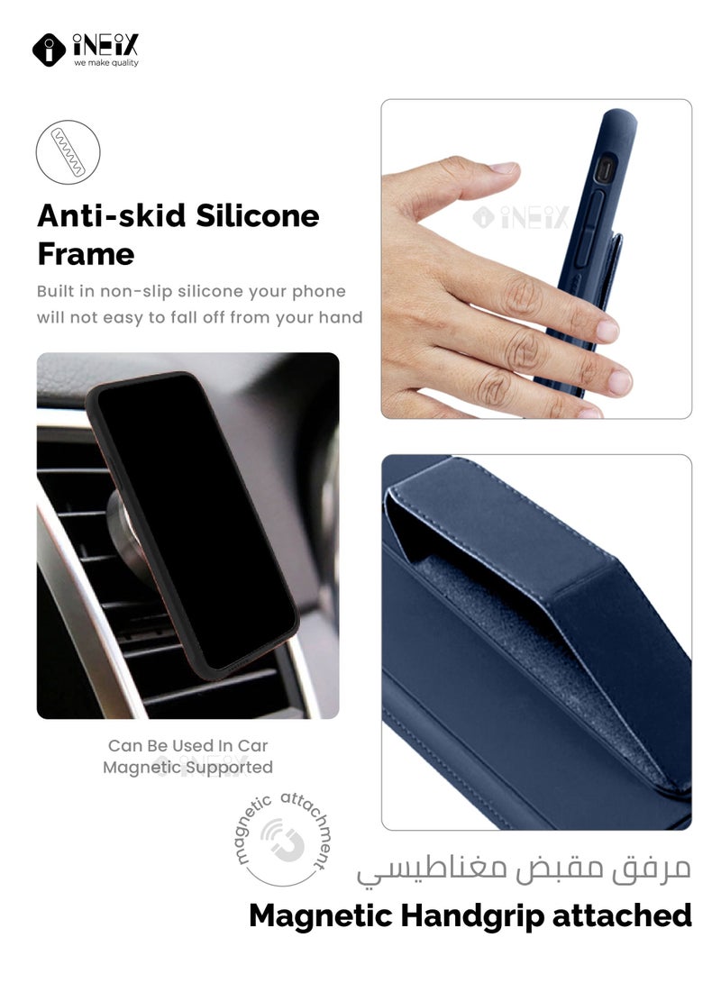 إينيكس جراب حماية 3 في 1 مغناطيسي ذو مسند للهاتف وسوار لأصابع اليد لهاتف هونر‎‎ ‎70‎‎ - أزرق بحري - Image 4
