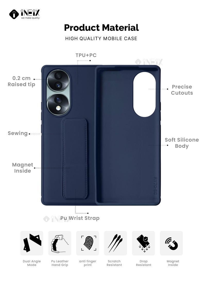 إينيكس جراب حماية 3 في 1 مغناطيسي ذو مسند للهاتف وسوار لأصابع اليد لهاتف هونر‎‎ ‎70‎‎ - أزرق بحري - Image 2