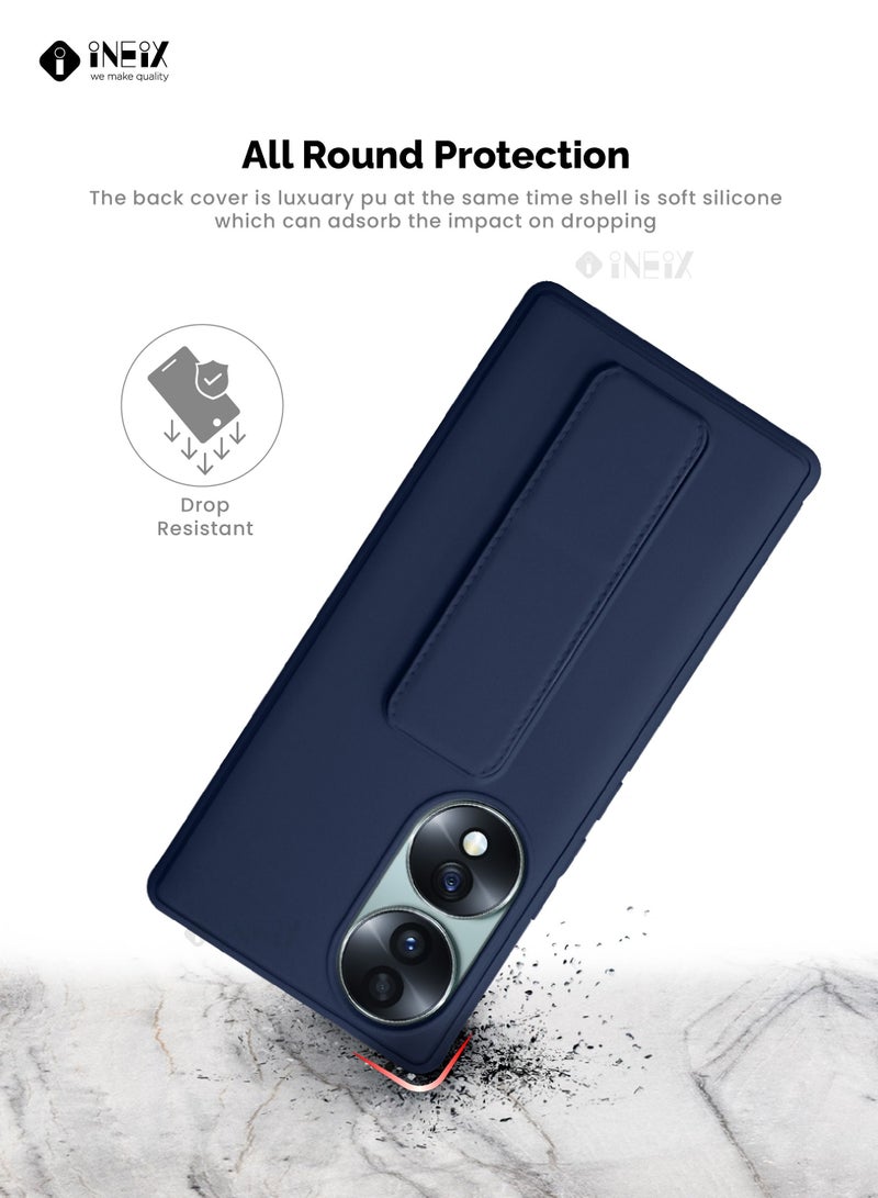 إينيكس جراب حماية 3 في 1 مغناطيسي ذو مسند للهاتف وسوار لأصابع اليد لهاتف هونر‎‎ ‎70‎‎ - أزرق بحري - Image 5