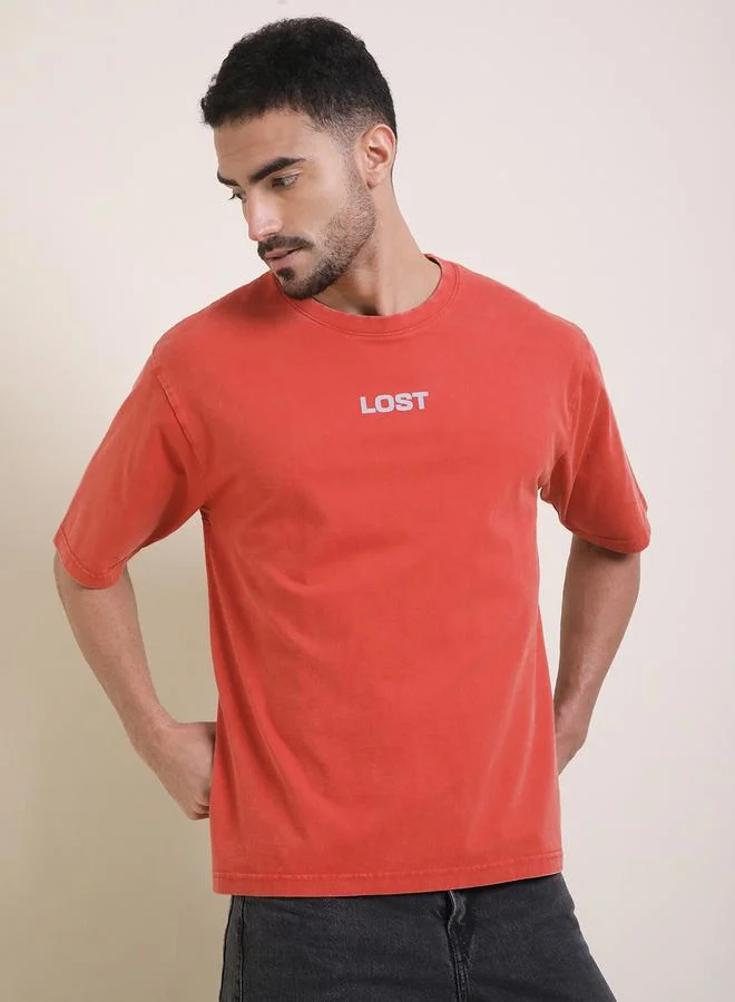 Difference of Opinion Men Oversized Acid Wash Printed T-Shirt