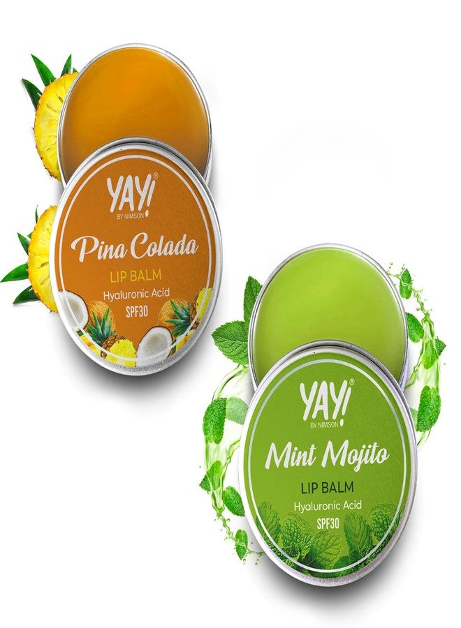 Nimson Yay! By Nimson Pina Colada & Mint Mojito Lip Balm (Pack of 2) With Hyaluronic Acid with SPF 30, For Refreshed & Hydrated Lips, Protects from Sun Damage, For Men and Women - 50g Each - Image 1