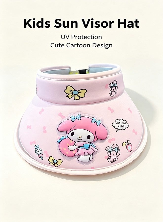 Sanrio Cute Cartoon Melody Kids Sun Visor, Wide Brim Lightweight Empty Top UV Protection Hat For Outdoor Travel - Image 4