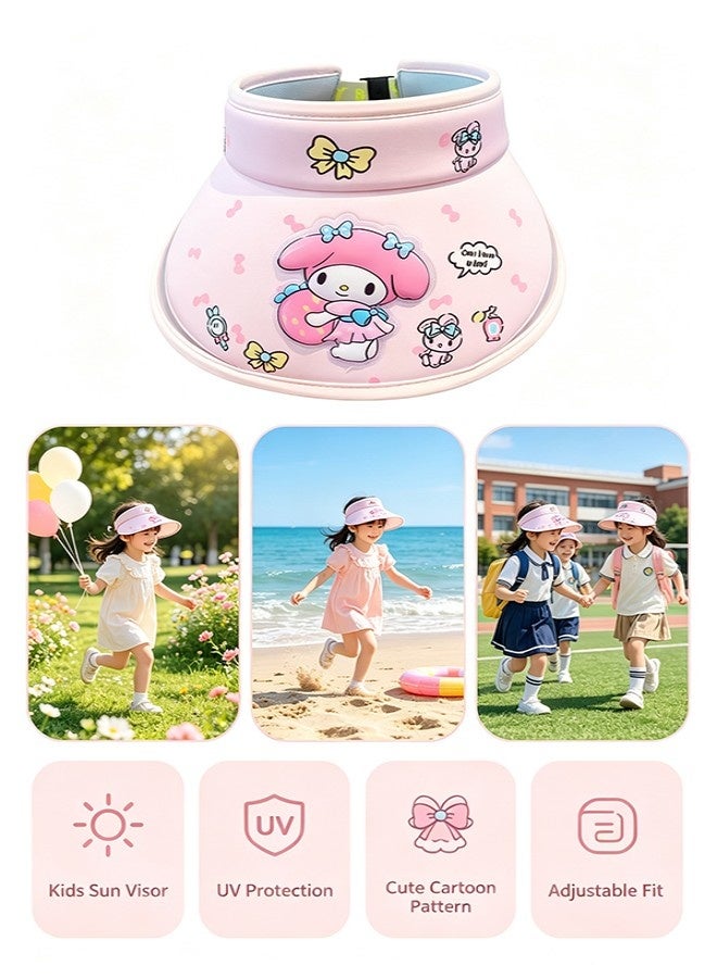 Sanrio Cute Cartoon Melody Kids Sun Visor, Wide Brim Lightweight Empty Top UV Protection Hat For Outdoor Travel - Image 3