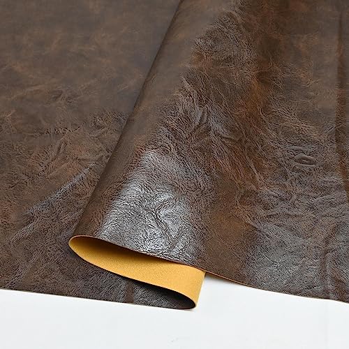 Yoquare 250cm x 140cm （98 x 54 Inch） Soft Leather Fabric - Faux Leather Fabric -1mm Thick for Upholstery - DIY Crafts - Dark Brown Crazy Horse Distress - Image 1