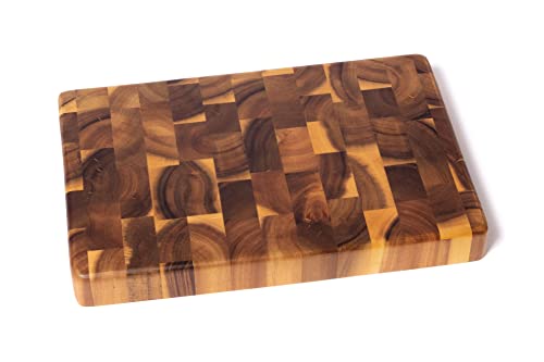 Lipper International Lipper International 1280 Acacia End Grain Kitchen Chopping Block for Cutting or Serving 12 x 8 x 1 14 