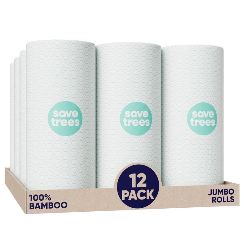 Save Trees Bamboo Paper Towels 12pk 1800 Sheets Paper Towel Rolls Ultra Absorbent Durable EcoTowels FSCCertified Vegan Bamboo Kitchen Rolls