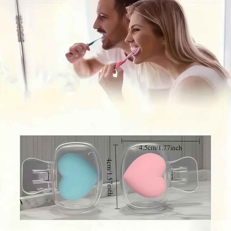 Heart Shaped Toothbrush Holder 3pcs Travel Container Dustproof Portable Protector - Image 4