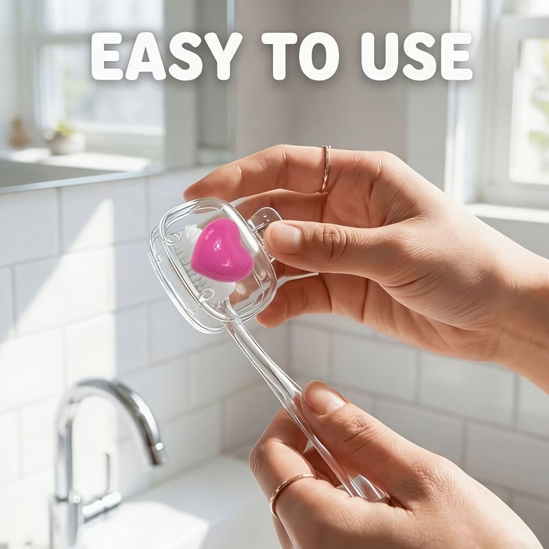 Heart Shaped Toothbrush Holder 3pcs Travel Container Dustproof Portable Protector - Image 5