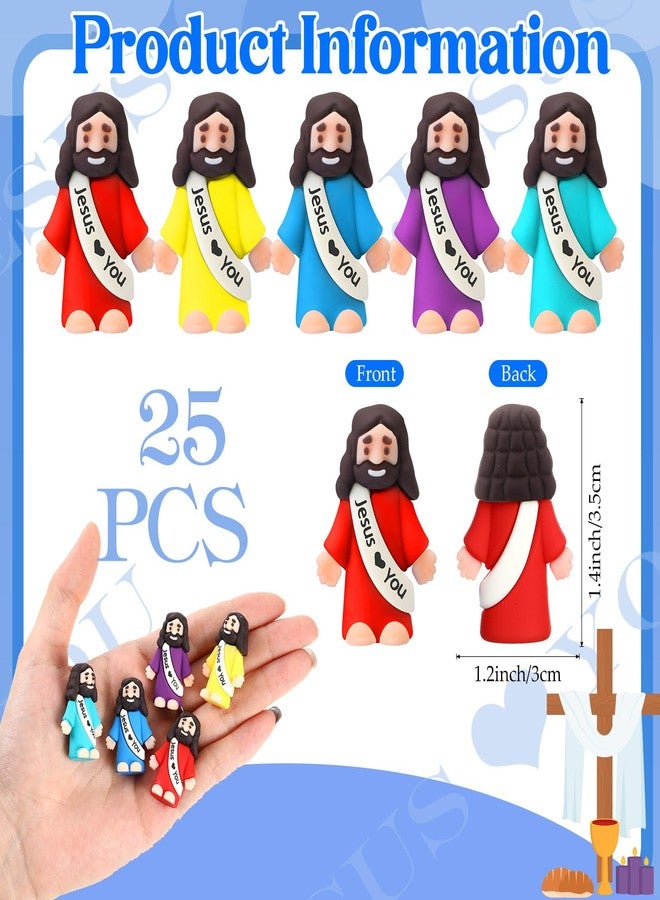 Bememo 25 Pcs Little Jesus Figures Original Design Jesus Loves You Mini Rubber Toy Hide and Seek Religious Party Gift Sunday School Baptism Gift - Image 2
