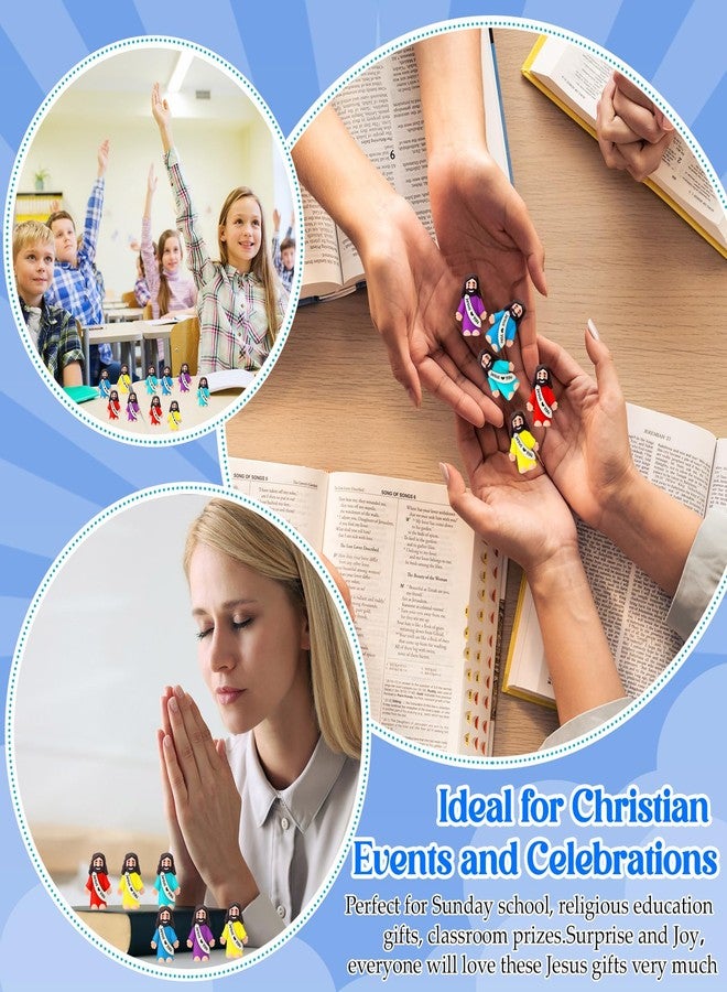 Bememo 25 Pcs Little Jesus Figures Original Design Jesus Loves You Mini Rubber Toy Hide and Seek Religious Party Gift Sunday School Baptism Gift - Image 3