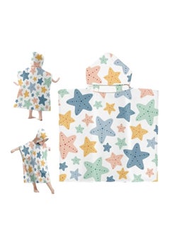 KASTWAVE Kids Hooded Poncho Towel, Beach Changing Robe Bath Towel, Poncho for Swimming Pool, Microfibre Quick Dry Swimming Towel, Soft Bath Towel, Kids Dry Changing Robe, 65 x 75 cm Poncho Towel Short Sleeve  - Image 1