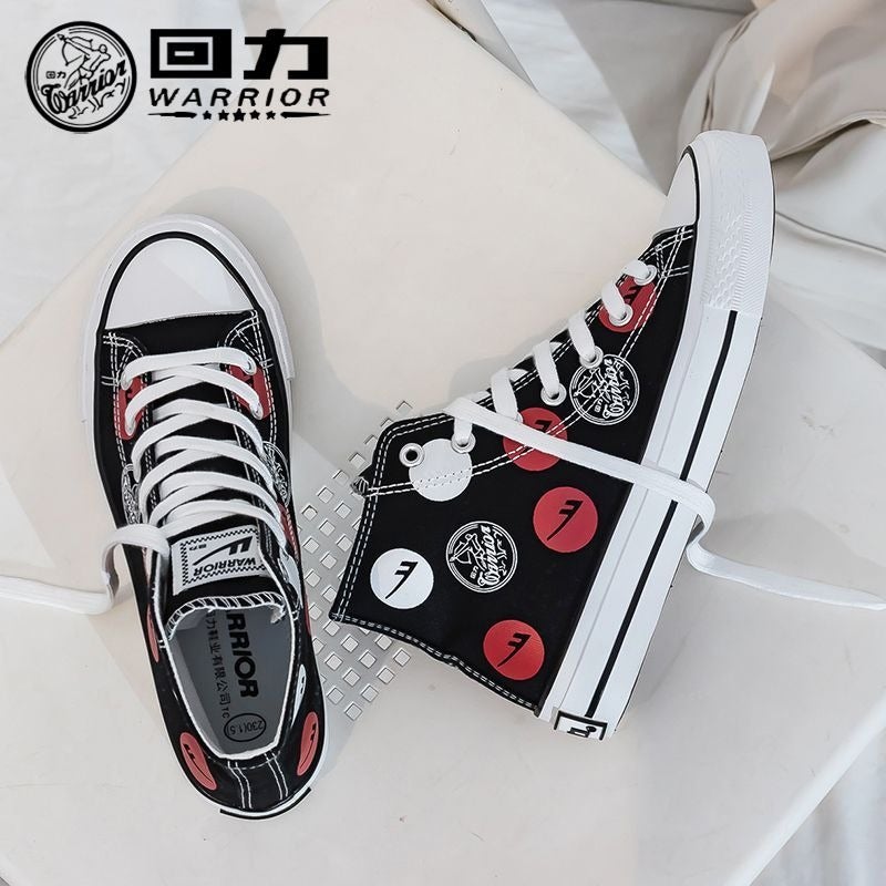 Warrior Canvas shoes for women, versatile and stylish—perfect for students; trendy vintage white sneakers with a high-top design, ideal for campus wear; spring‑time thick‑sole, high‑ankle skate shoes for women. - Image 2