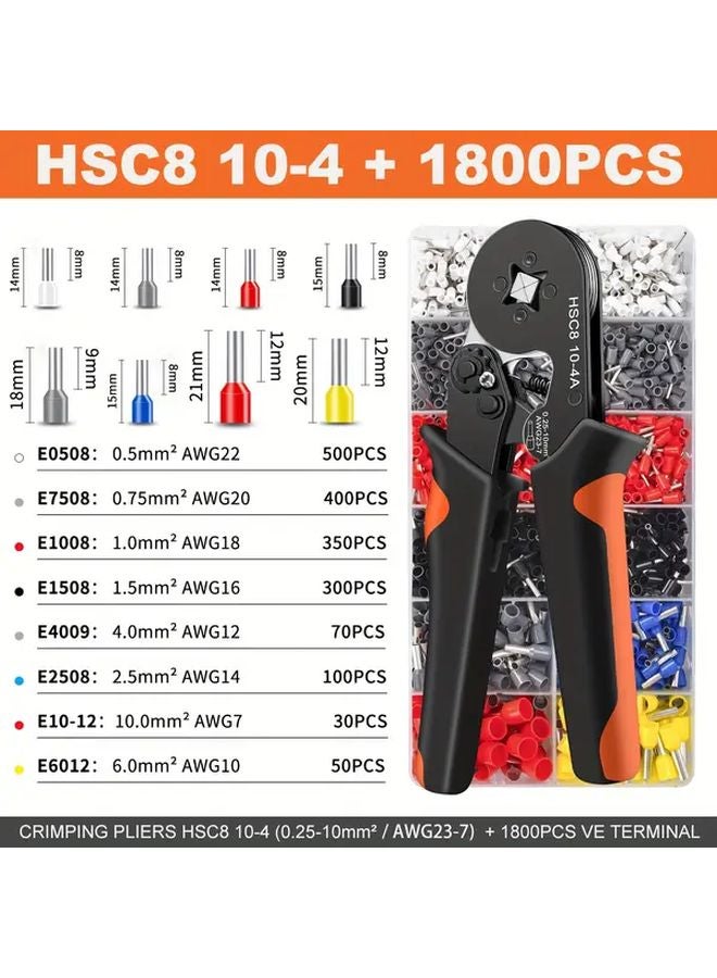 THSC8 10 4 HC Crimping Tool Wire Stripper Pliers with 1800PCS Connectors Set - Image 1