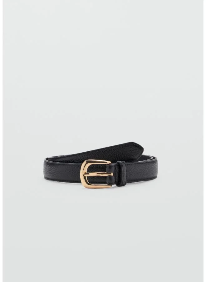 Leather-effect belt with metal buckle