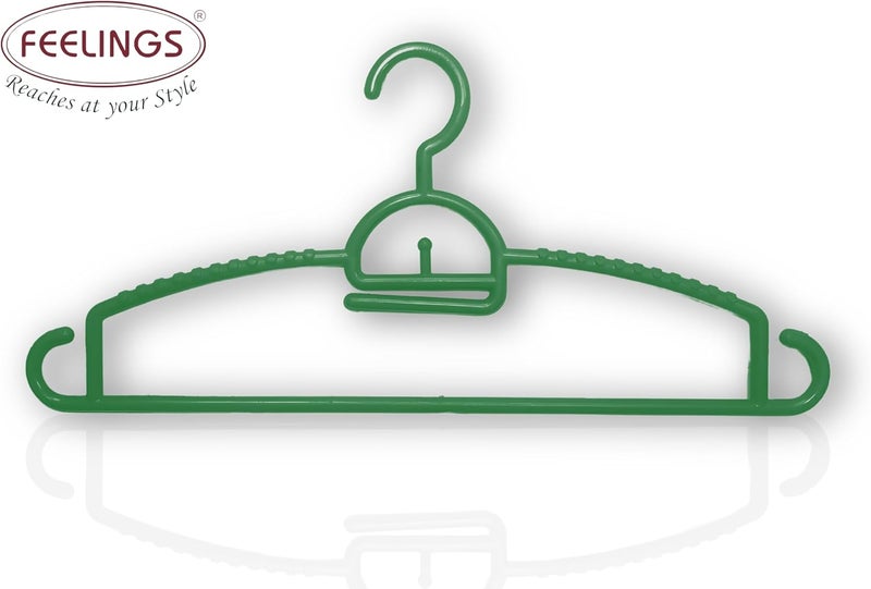 Feelings Plastic Hanger 18 Pcs Set, Non-Slip Clothes Hanger with Notches, Hangers for Wardrobe, Cloth Display Rack for Space Saving Closet Storage Organizer, Plastic Clothes Hanger - Green - Image 4