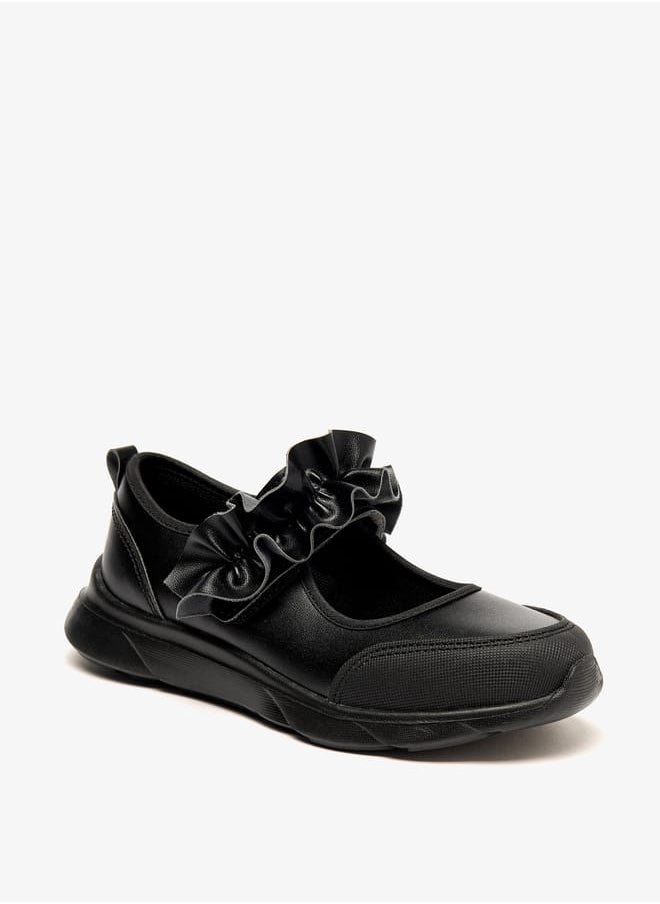 Little Missy Girls Solid Lightweight Mary Jane Shoes with Hook and Loop Closure  - Image 1