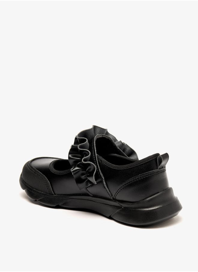 Little Missy Girls Solid Lightweight Mary Jane Shoes with Hook and Loop Closure  - Image 2