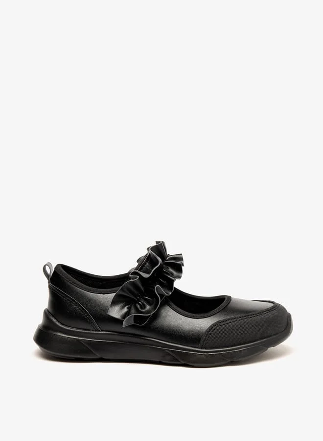 Little Missy Girls Solid Lightweight Mary Jane Shoes with Hook and Loop Closure