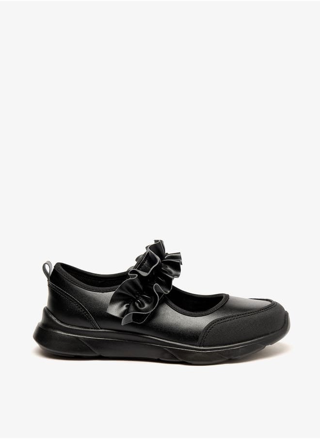 Little Missy Girls Solid Lightweight Mary Jane Shoes with Hook and Loop Closure  - Image 3