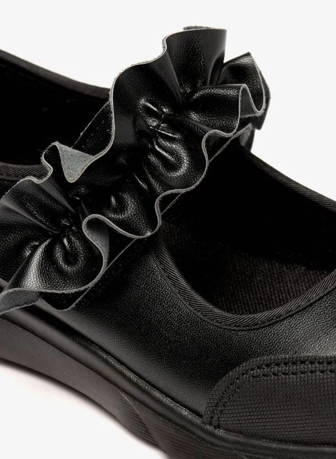 Little Missy Girls Solid Lightweight Mary Jane Shoes with Hook and Loop Closure