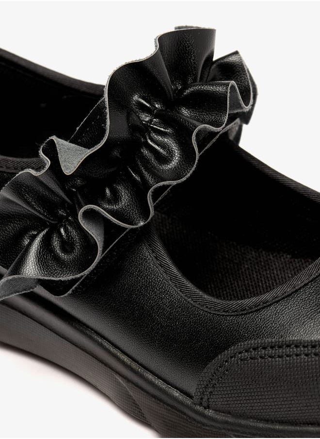 Little Missy Girls Solid Lightweight Mary Jane Shoes with Hook and Loop Closure  - Image 5