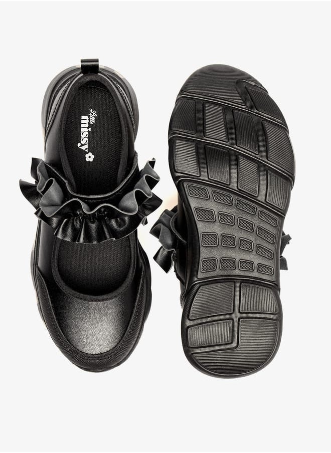 Little Missy Girls Solid Lightweight Mary Jane Shoes with Hook and Loop Closure  - Image 4