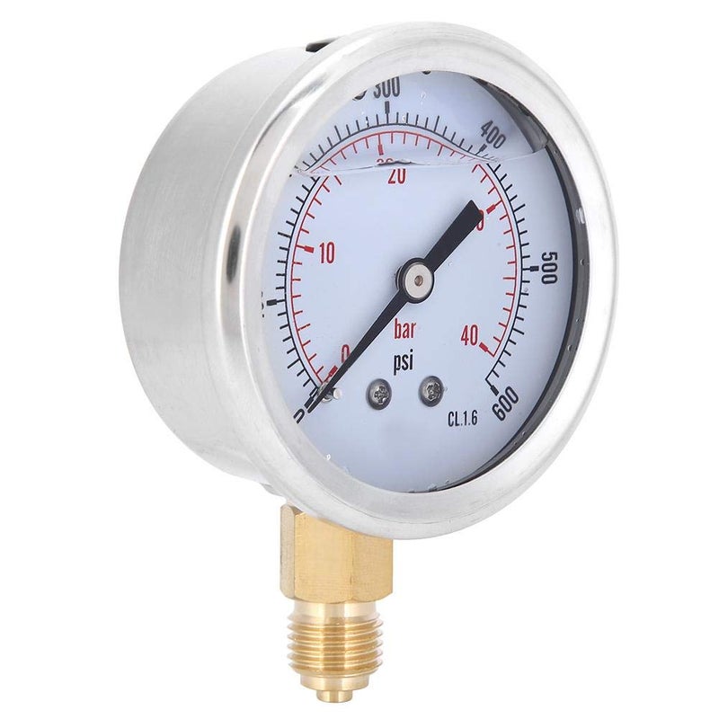 Oil Filled Pressure Gauge 2.7 Inch Dial 0 40 Bar 0 600 PSI 1 4 Inch NPT - Image 1