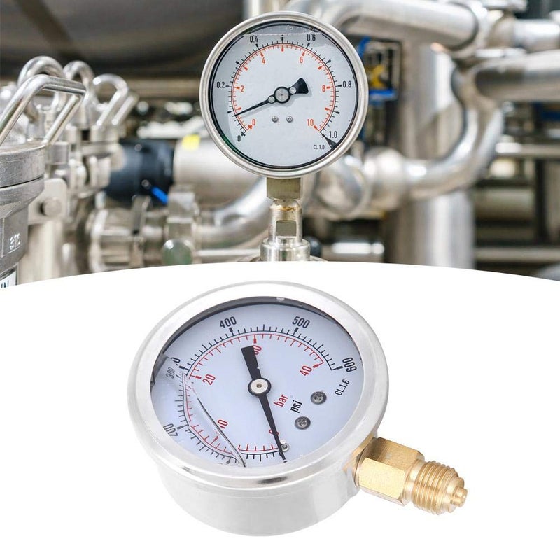 Oil Filled Pressure Gauge 2.7 Inch Dial 0 40 Bar 0 600 PSI 1 4 Inch NPT - Image 3