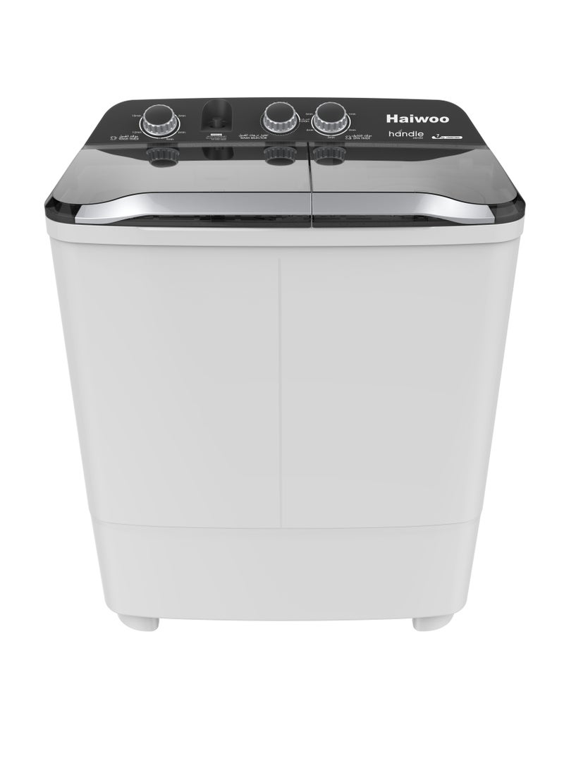 Haiwoo - 7Kg Semi-Automatic Twin Tub Washing Machine with Quick Wash & Auto Balance Control, Silent Operation, Powerful Pulsator, Spin Easily with One Twist HWM-750X - Image 1